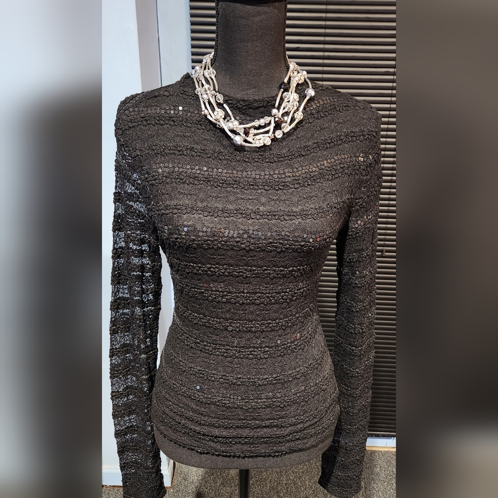 Moda International Sequin Sheer Sweater